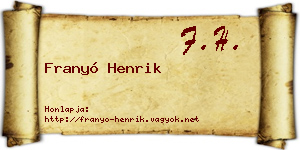 Franyó Henrik névjegykártya